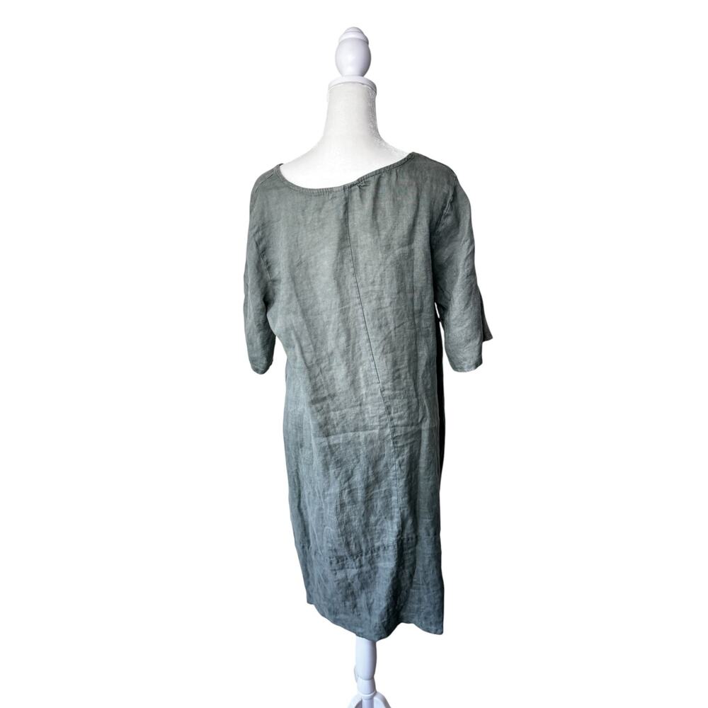 NEW COLLECTION 100% Linen Short Sleeve Dress Green Small/Medium - Picture 2 of 5